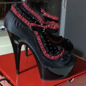Chic Black and Red Women's Platform Heels